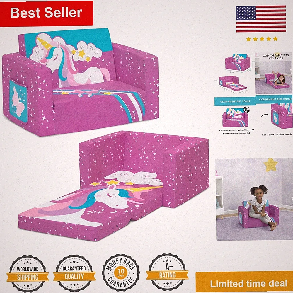 2-in-1 Convertible Chair to Lounger for Toddlers & Kids - Lightweight & Portable
