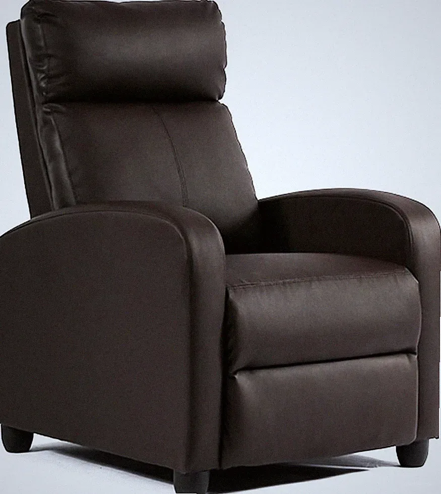Brown Faux Leather Recliner Armchair Home Theater Seating Footrest Reclining