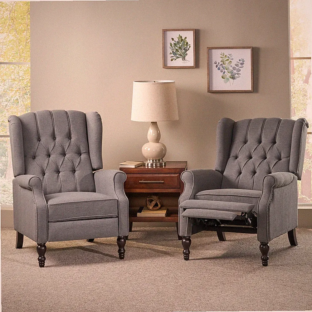 Elizabeth Contemporary Tufted Fabric Recliner Comfortable Sofa, (Set of 2)