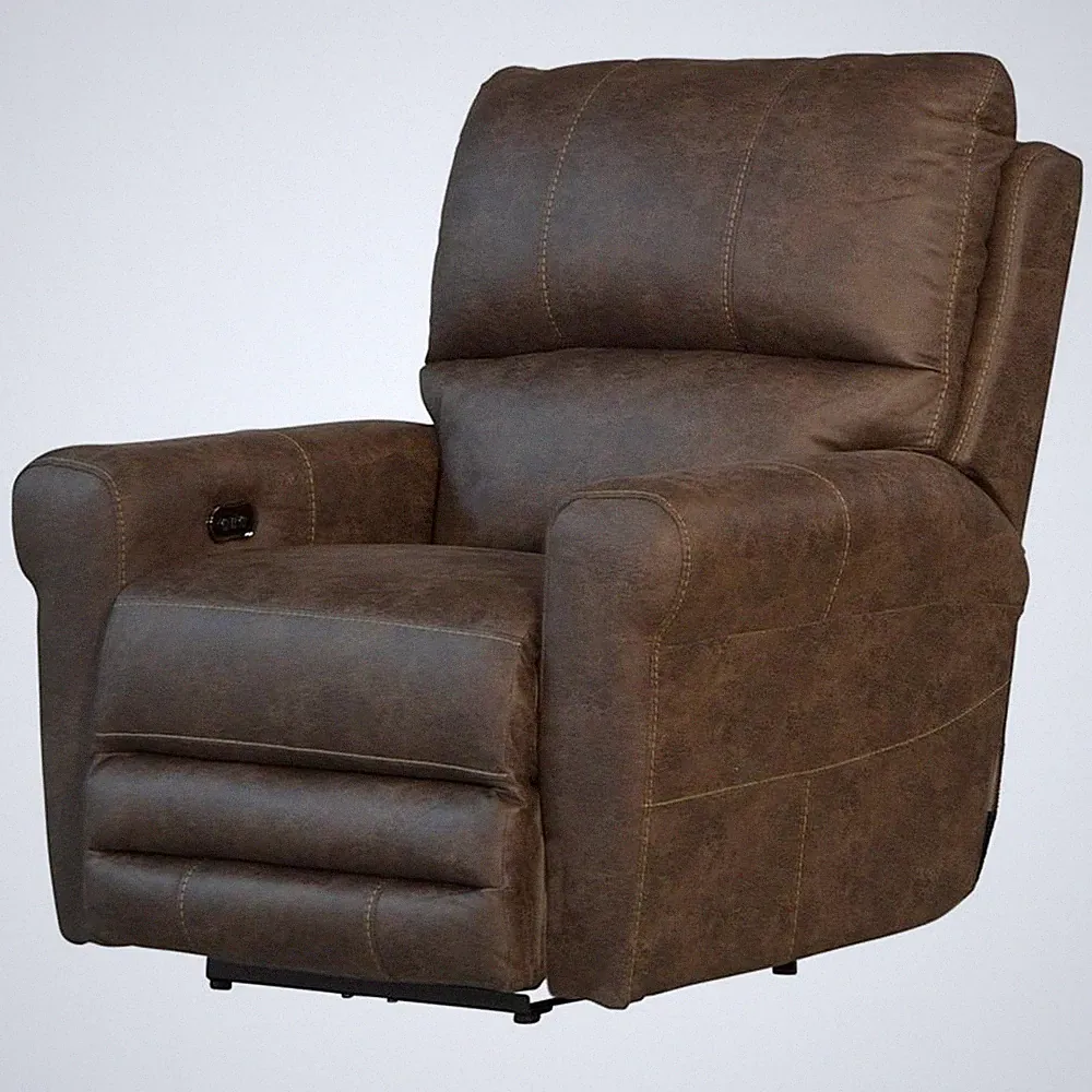 Graves Power Wall Hugger Recliner in Brown Polyester Fabric
