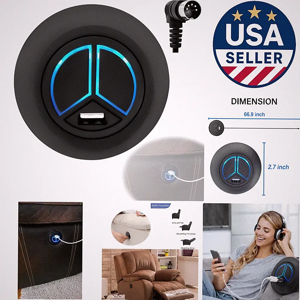 Modern USB Hand Control for Recliners - 2-Button Design for Enhanced Experience