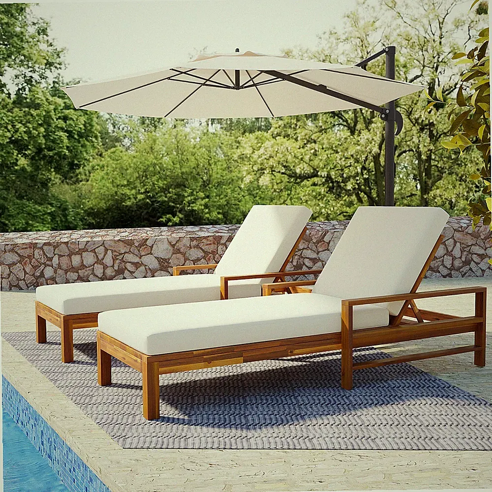 Outdoor Patio Chaise Lounge Chair Recliner w/ Backrest Gardens Poolside Beach