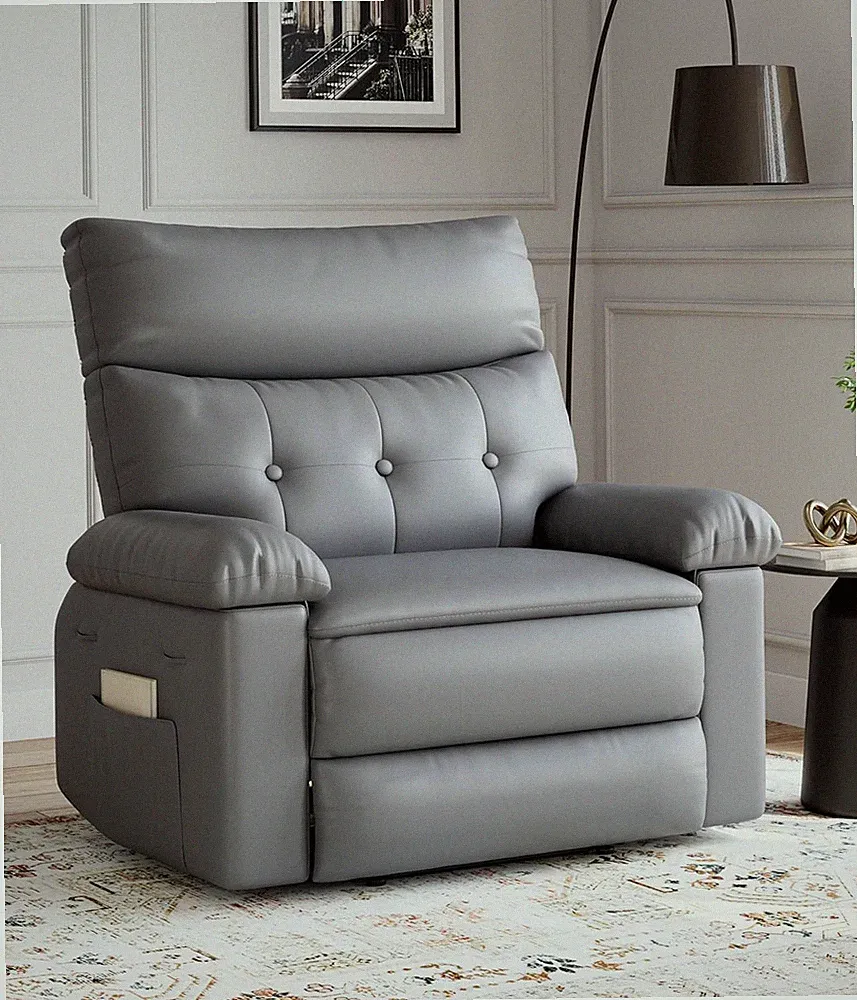 Oversized Faux Leather Recliner Chair with 1.5X Sponge Filling for Ultimate Comf