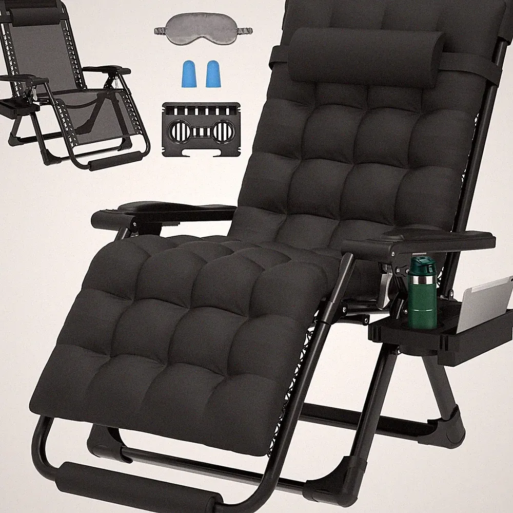 XL Zero Gravity Chair with Cushion & Footrest - 440LBS Capacity, Cup Holder